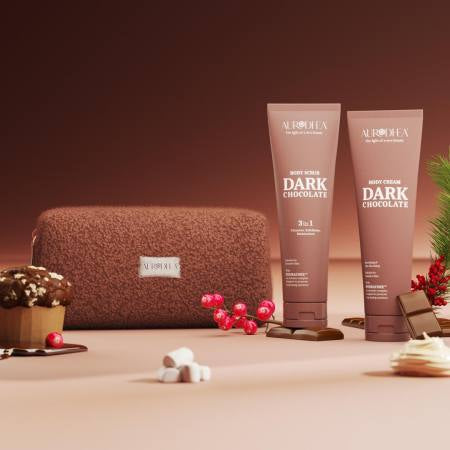Aurodhea Coffret « Dark Chocolate » - Gommage & Crème Corps avec HYDRACORE™ + Trousse Teddy