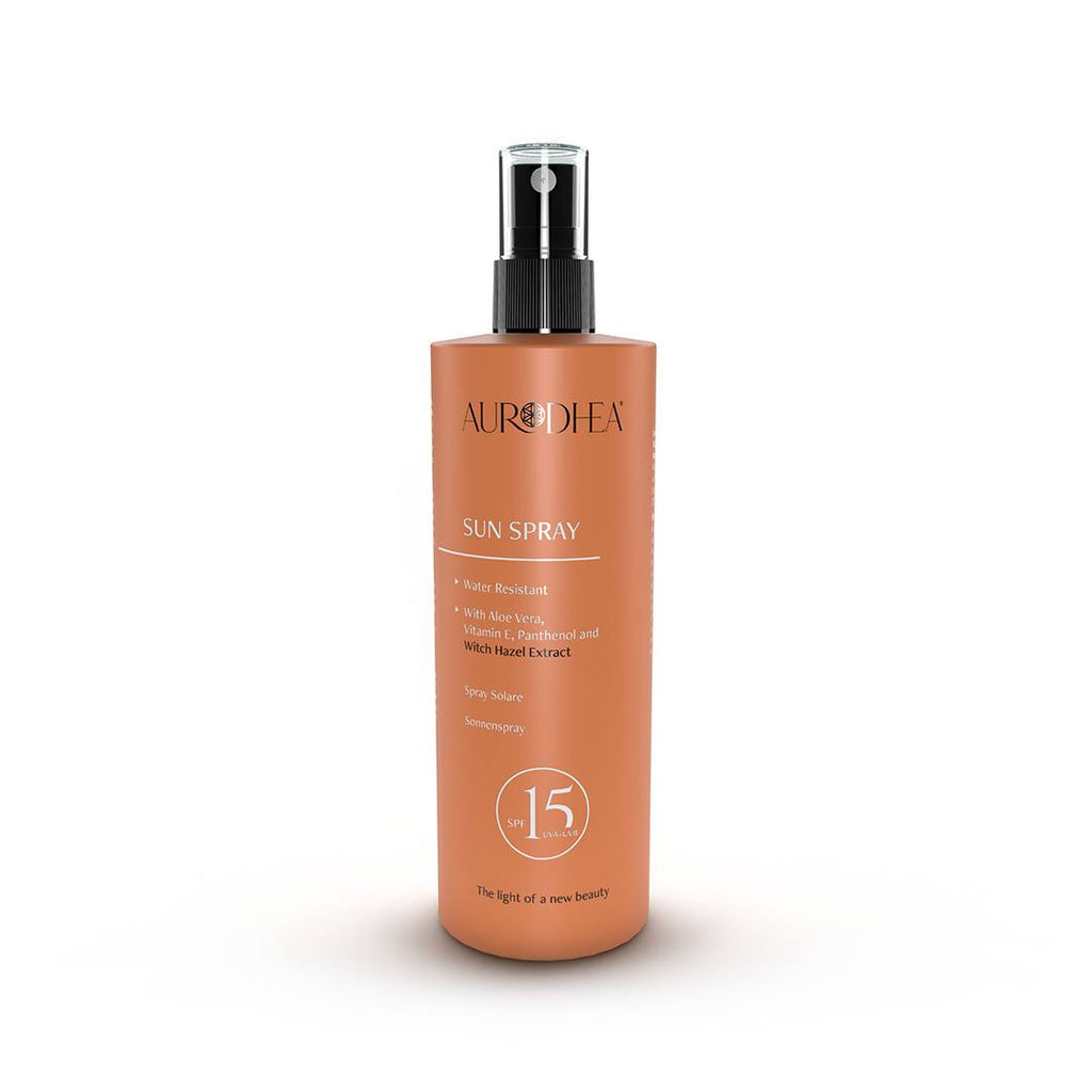 Aurodhea Spray Solaire SPF15 - 150 ml | Enrichi en Hamamélis, Aloe Vera, Panthénol et Vitamine E